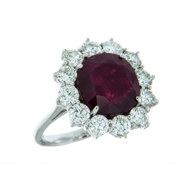 ANELLO RUBINO CONTORNO BRILLANTI
