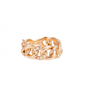 Anello in oro rosa gourmette con brillanti
