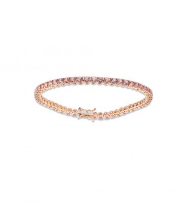 Bracciale tennis in oro rosa con zaffiri rosa sfumati