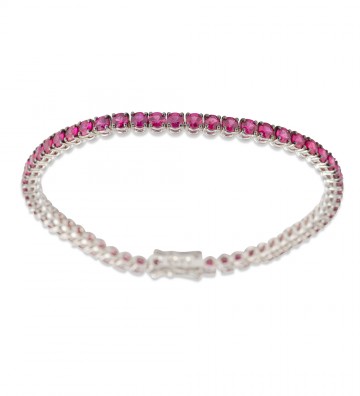 Bracciale tennis in oro bianco con rubini