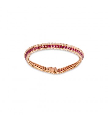 Bracciale in oro bianco con fila rubini e brillanti