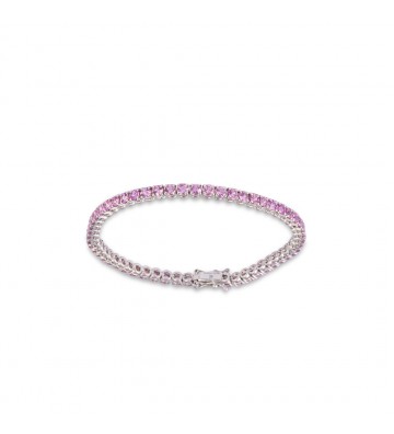 Bracciale tennis in oro bianco con zaffiri rosa