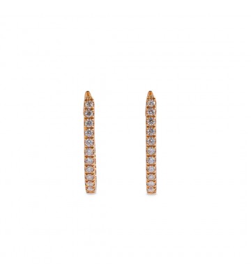 Orecchini boccole in oro rosa a forma di anella allungata con brillanti