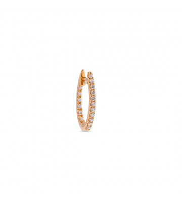 Orecchini boccole in oro rosa a forma di anella allungata con brillanti