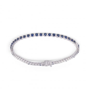 Bracciale tennis in oro bianco con zaffiri e brillanti