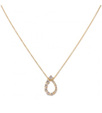 Collana in oro giallo con ciondolo a goccia in brillanti