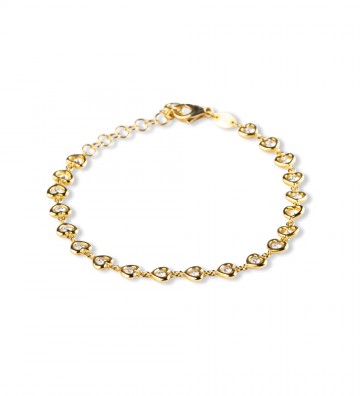 Bracciale in oro giallo con motivi cuori in diamanti