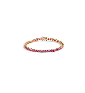 Bracciale tennis in oro rosa con rubini