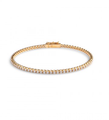 Bracciale tennis in oro rosa semirigido con fronte in brillanti